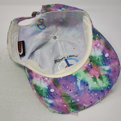 Hatco Baseball Cap Purple One Size Peace Sign Worldwide Tie Dye Slideback Hat
