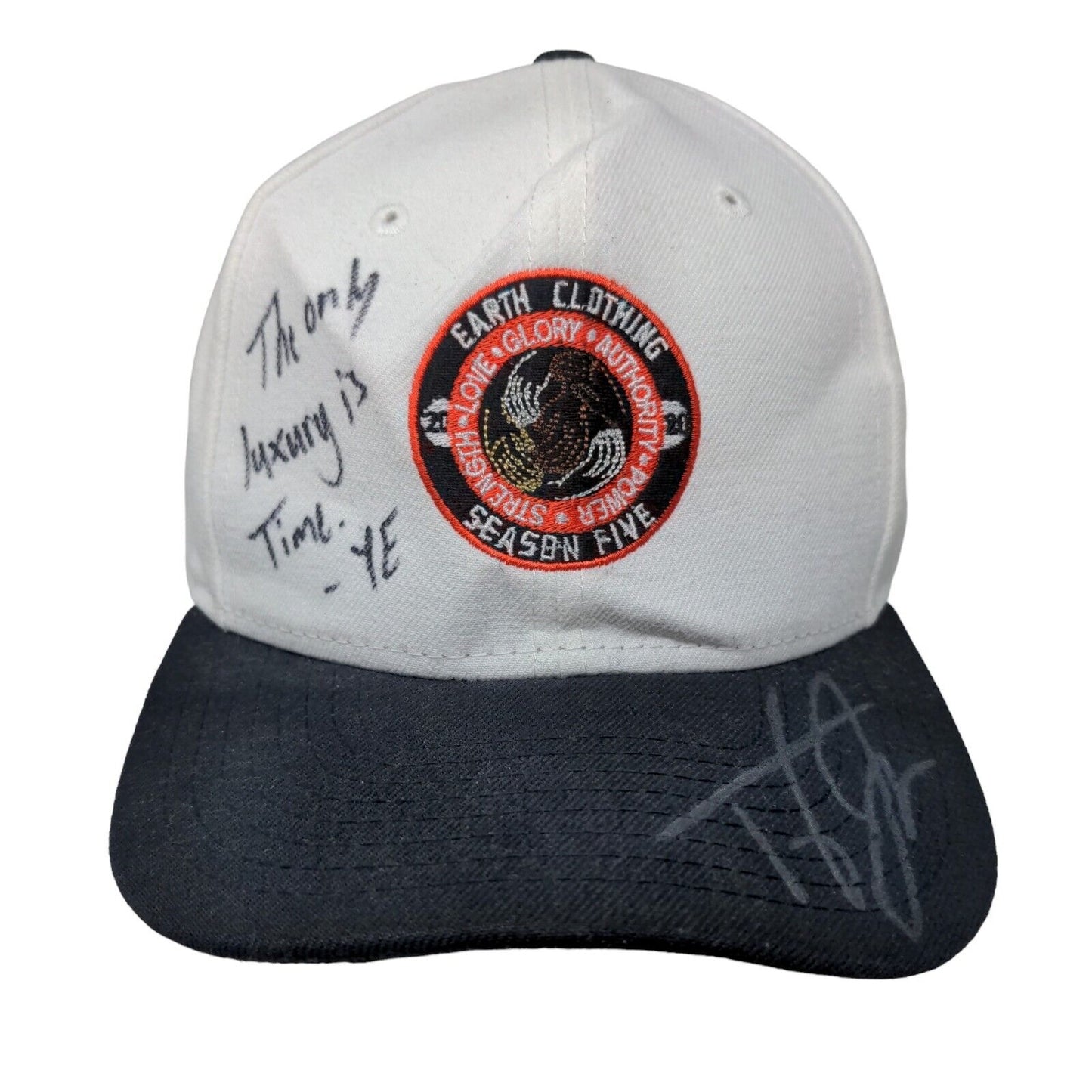 New Era Earth Clothing Season Five Snapback Hat White Autographed Signed OSFM