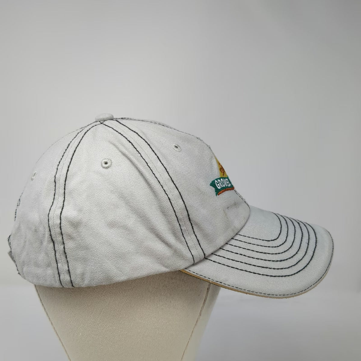 Simplot Baseball Cap Gray One Size Strapback Cotton Embroidered Logo Hat Stitch