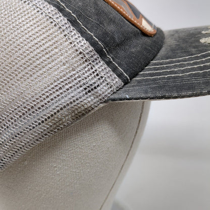 McIntire Saddlery Strapback Trucker Hat Gray OS Adjustable Distressed Mesh Back