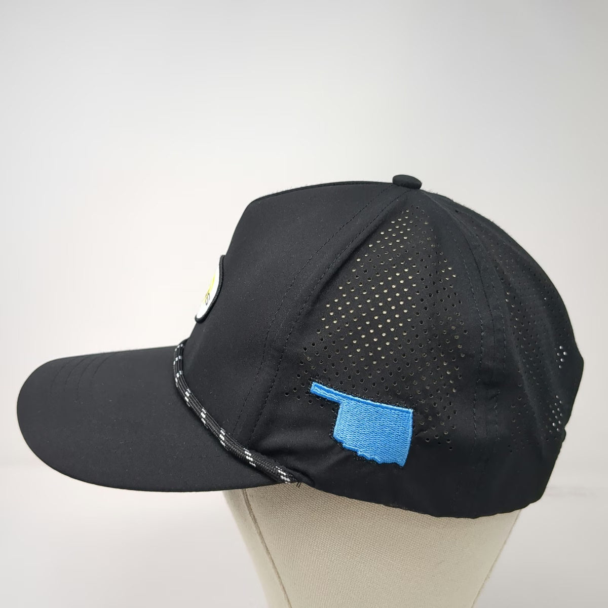 Mega Cap Trucker Hat Black One Size Sirius Satellite Radio Oklahoma Rope Patch