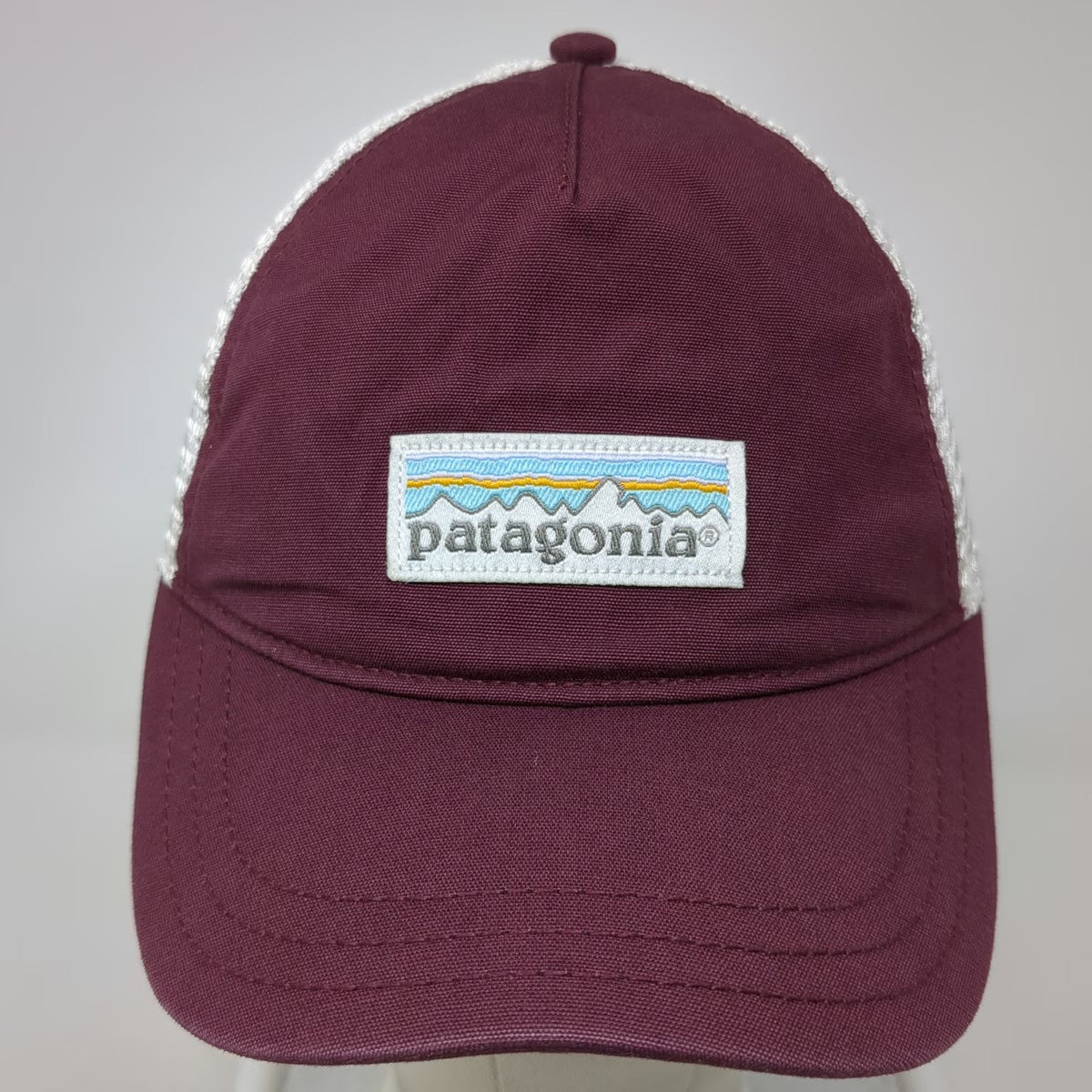 Patagonia Trucker Hat Red One Size Mesh Back Snapback Mountain Logo Adjustable