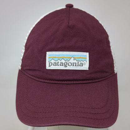 Patagonia Trucker Hat Red One Size Mesh Back Snapback Mountain Logo Adjustable