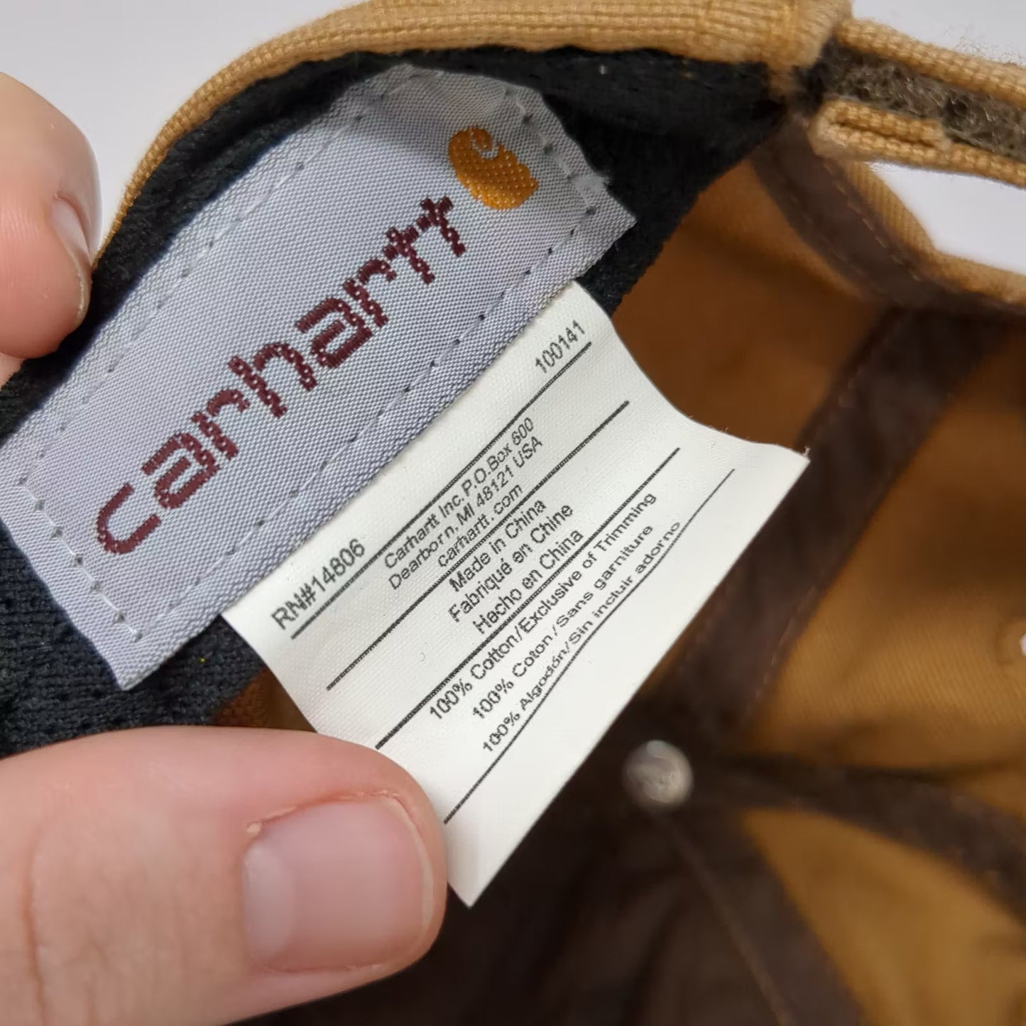 Carhartt Brown Baseball Cap OS Logo Patch Adjustable Canvas Strapback Hat
