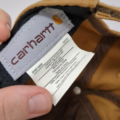 Carhartt Brown Baseball Cap OS Logo Patch Adjustable Canvas Strapback Hat
