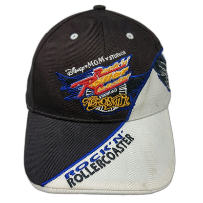 Disney Baseball Cap Black White One Size Aerosmith Rock n Roller Coaster MGM Hat