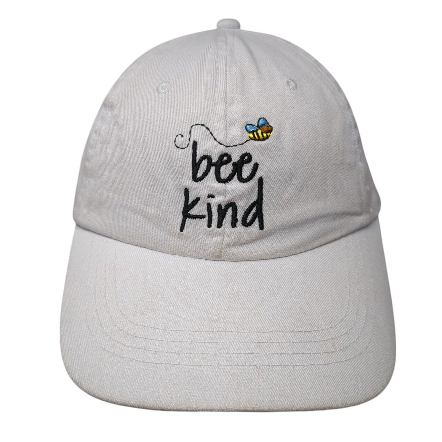 Bee Kind Slideback Hat White One Size Adjustable Embroidered 6 Panel