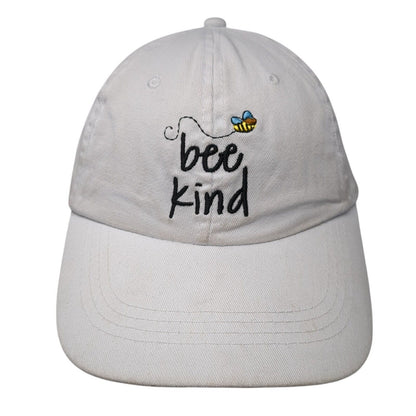Bee Kind Slideback Hat White One Size Adjustable Embroidered 6 Panel