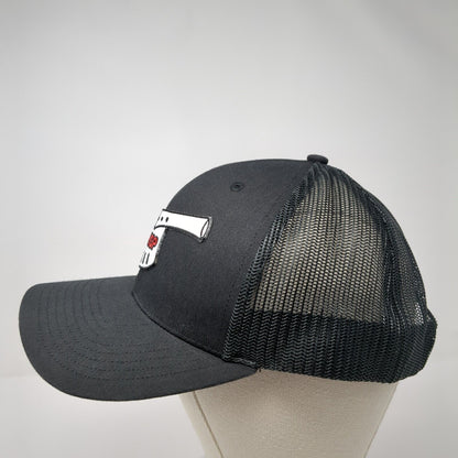 Adam's Meat Shop Patch Snapback Trucker Hat Black One Size Mesh Back