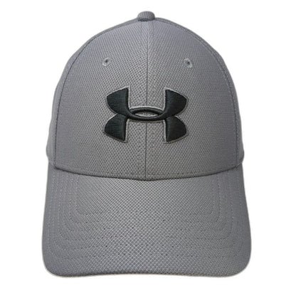 Under Armour Baseball Cap Gray XL Blitzing Stretch Fit Curved Bill Logo Hat