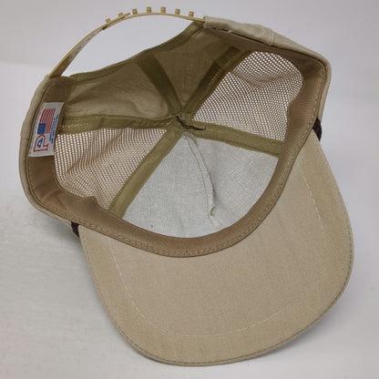 Union Pacific Railroad 5 Panel Hat Beige One Size Trucker Mesh Snapback Rope USA