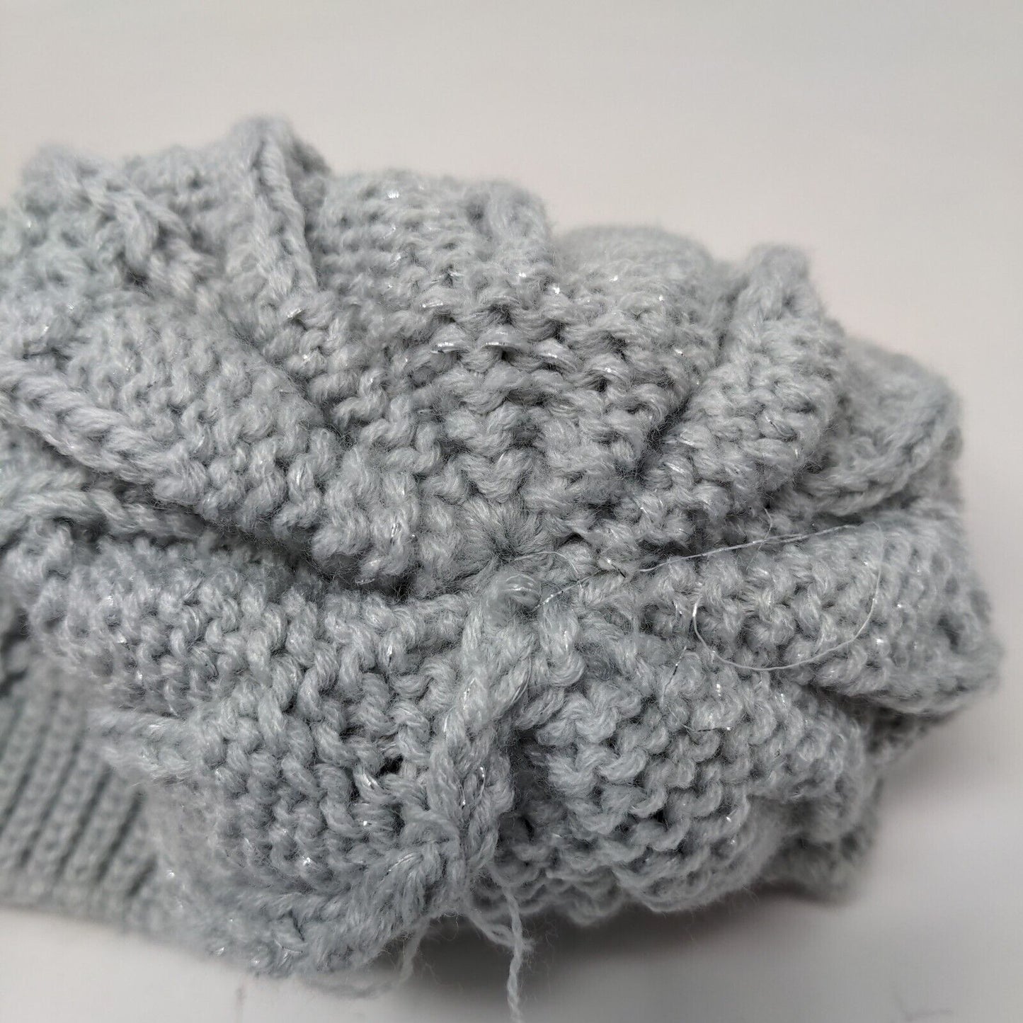Tony & Me Girl's Knit Beanie Ski Cap Hat Gray Size 4-14 Pom Pom Cable Knit