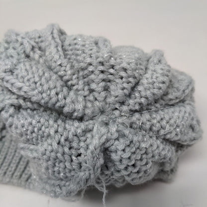 Tony & Me Girl's Knit Beanie Ski Cap Hat Gray Size 4-14 Pom Pom Cable Knit