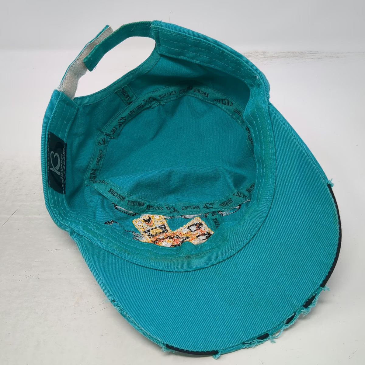 Kbethos Army Cap Blue OS Cross Patch Rhinestones Tribal Embroidery Strapback hat