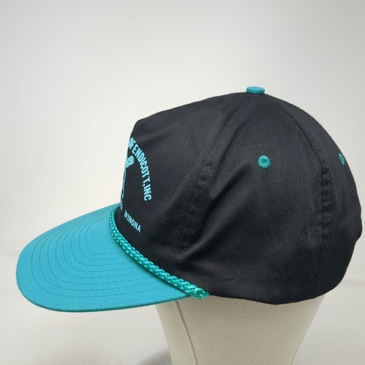 Nissin 5 Panel Black Blue Hat One Size Wheat Growers Endicott Rope Snapback Cap