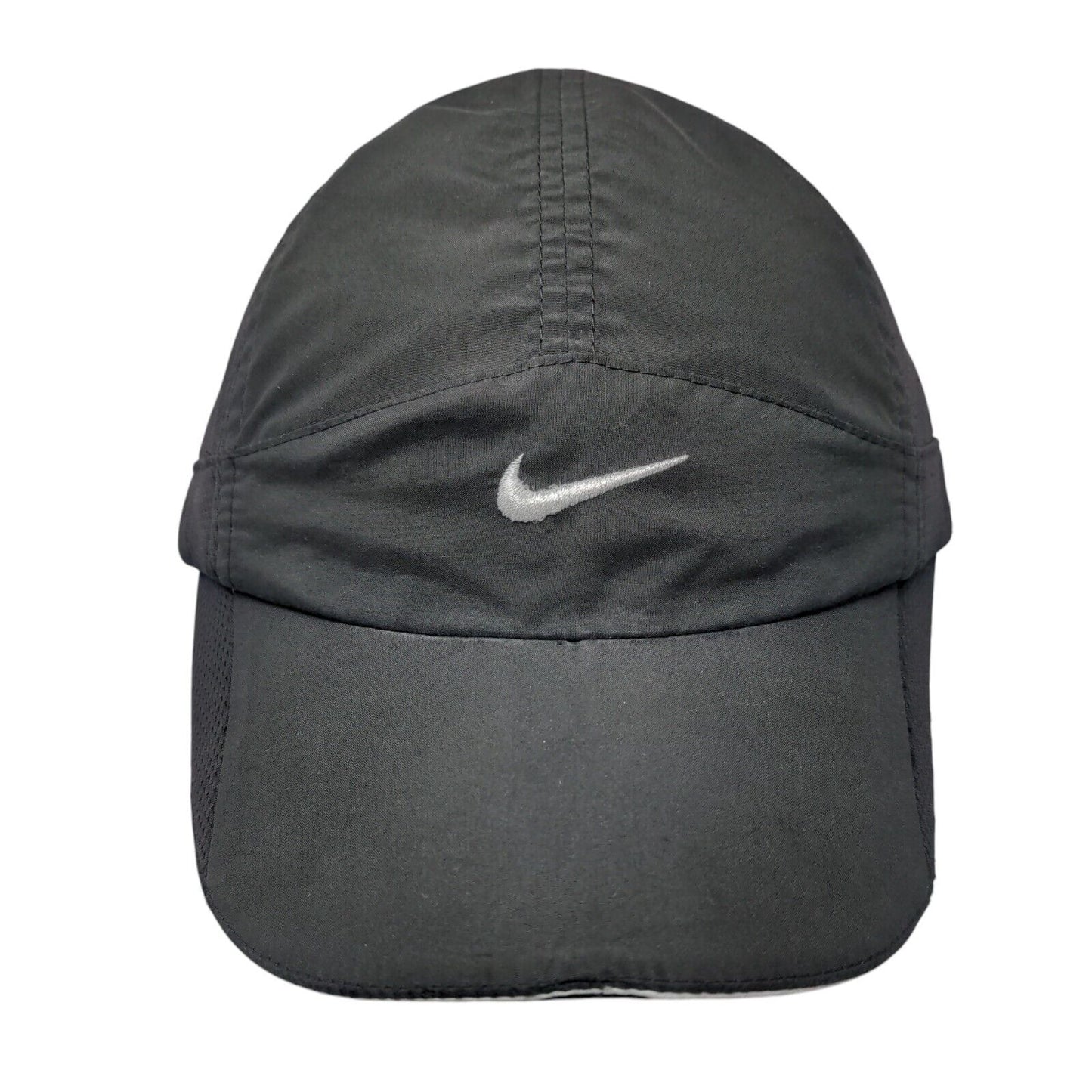 Nike Fit Dry Strapback Hat Black OSFA Adjustable Swoosh Running