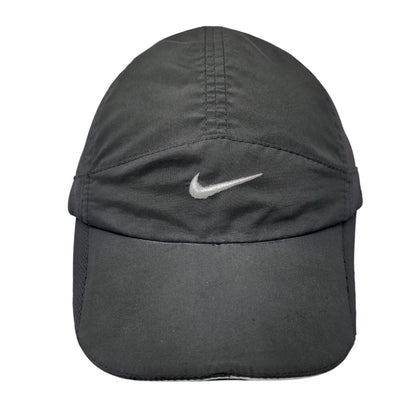 Nike Fit Dry Strapback Hat Black OSFA Adjustable Swoosh Running