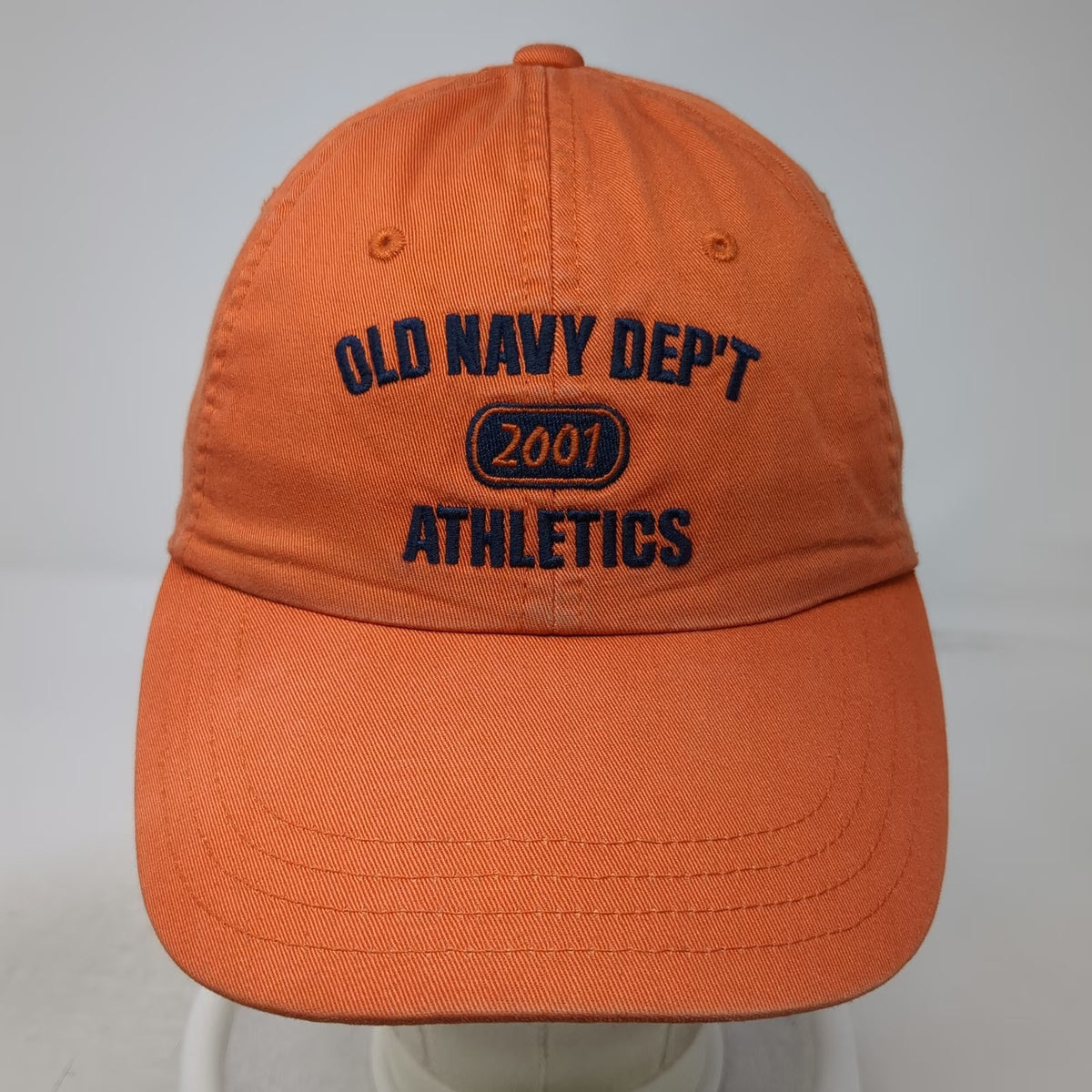 Old Navy Baseball Cap Orange M Athletics Dep't 2001 Cotton Slideback Hat Logo