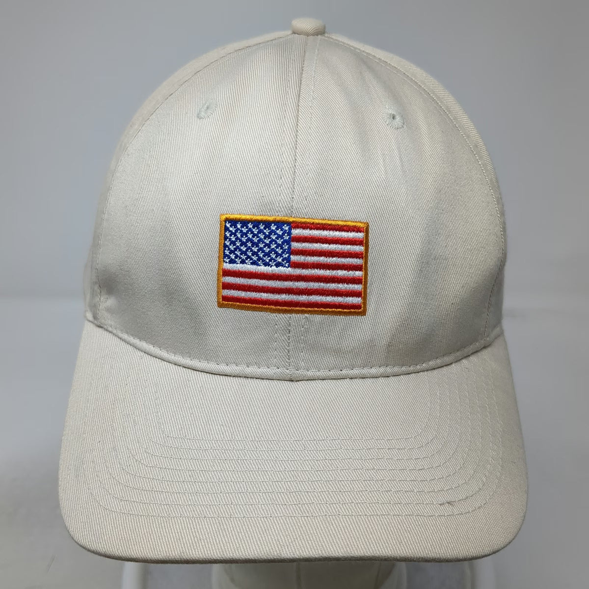 Beige Baseball Cap One Size United We Stand American Flag Patch Cotton Hat Slide