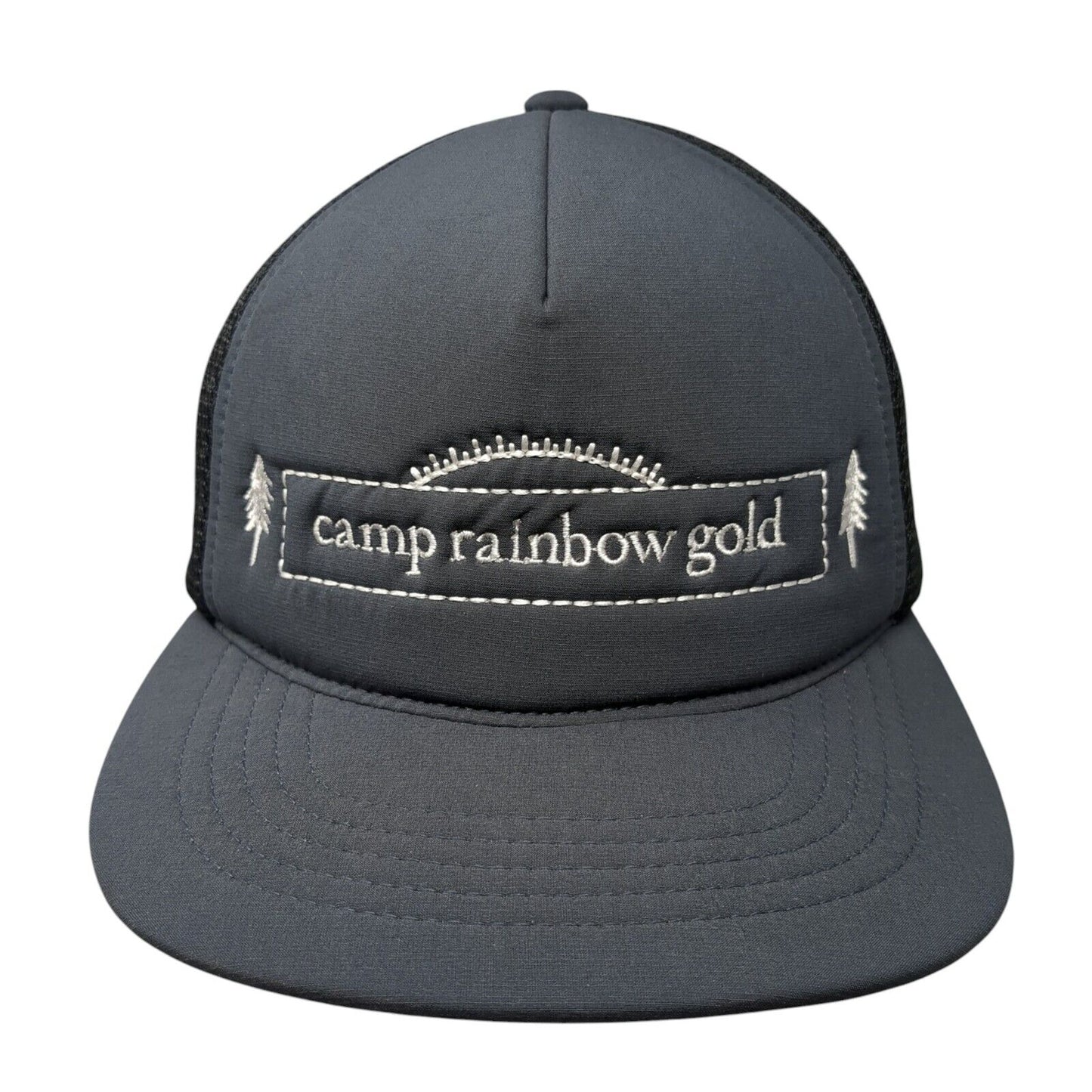 Camp Rainbow Gold Strapback Trucker Hat Gray OS Adjustable 110 Flexfit Mesh Back