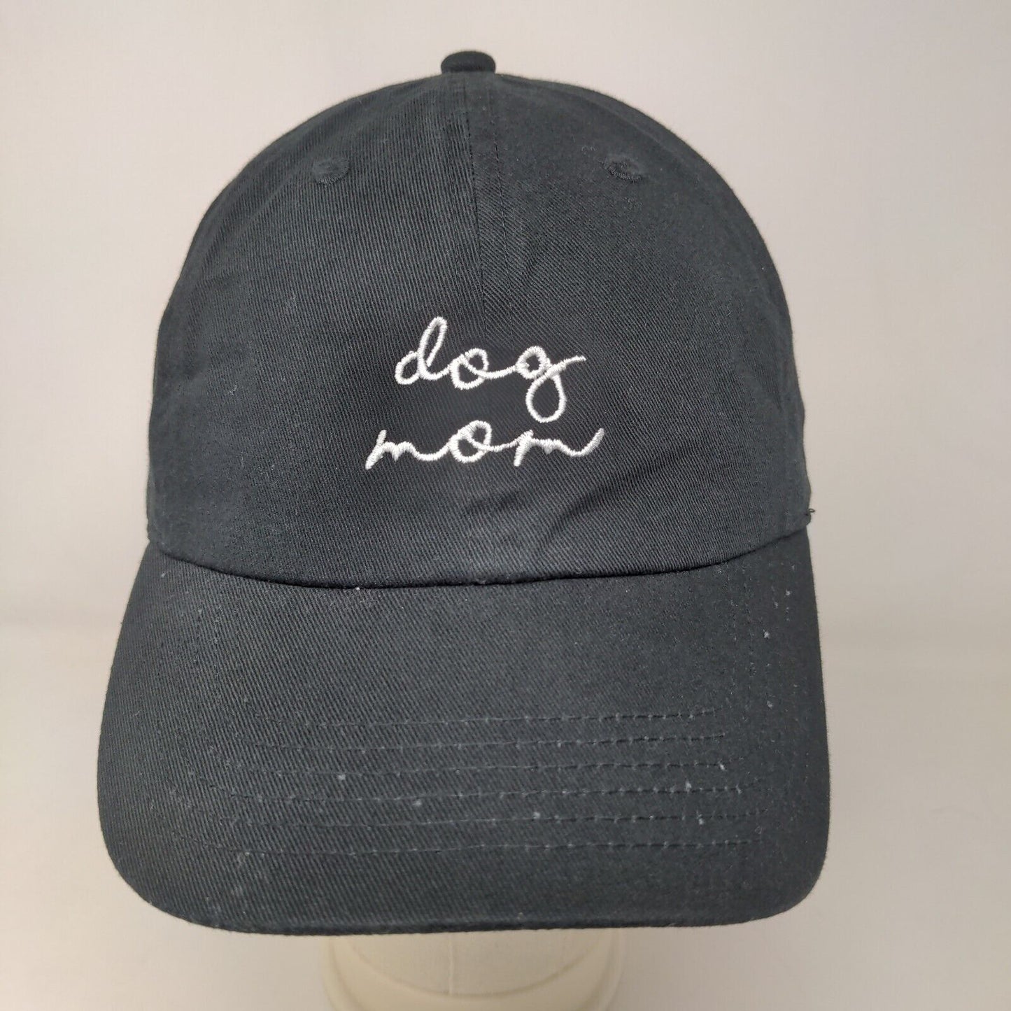 Newhattan Women's Slideback Hat Black OSFA Embroidered Dog Mom Logo Cotton