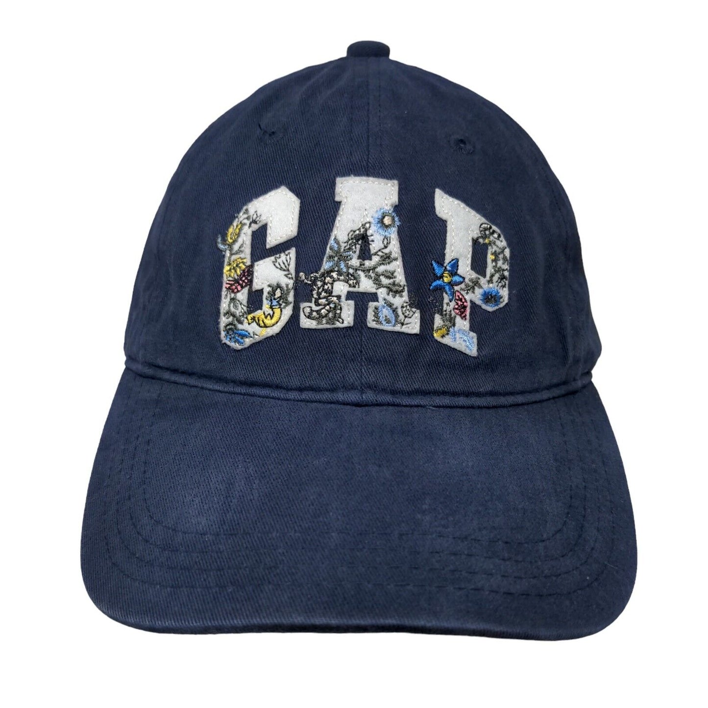 Gap Floral Logo Patch Slideback Hat Blue One Size Adjustable Vent Holes