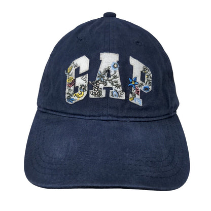 Gap Floral Logo Patch Slideback Hat Blue One Size Adjustable Vent Holes