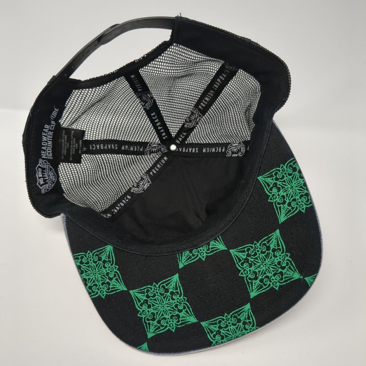 Rising Sun Patch Snapback Trucker Hat Blue One Size Mesh Back Adjustable