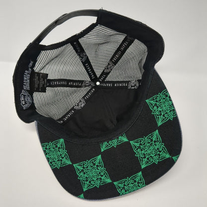 Rising Sun Patch Snapback Trucker Hat Blue One Size Mesh Back Adjustable