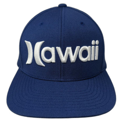 Hurley Snapback Hat Blue One Size Hawaii Embroidery Island Map Print Flat Brim