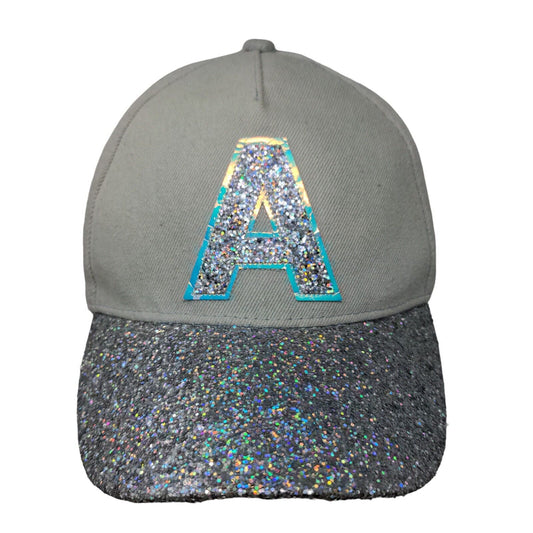 A Initial Strapback Hat Multicolor One Size Adjustable Glitter Sequin Justice