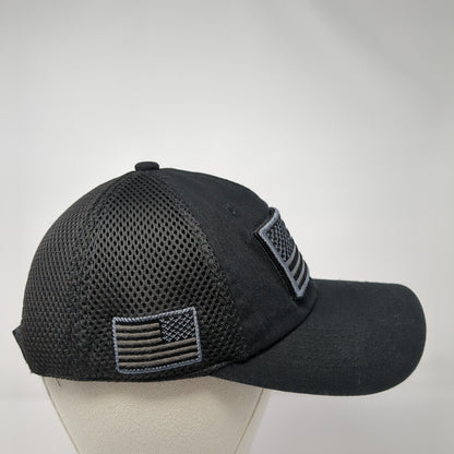 American Flag Strapback Hat Black OS Adjustable Embroidered Patriotic Pit Bull