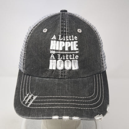 A Little Hippie A Little Hood Strapback Trucker Hat Gray One Size Mesh Back