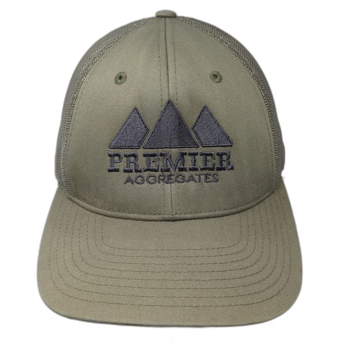 Richardson 115 Trucker Hat Green L Premier Aggregates Mesh Back Snapback