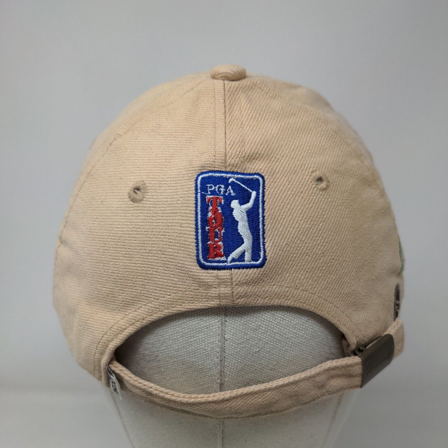 PGA Tour Slideback Hat Tan One Size Embroidered Adjustable 6 Panel