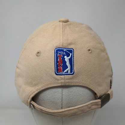 PGA Tour Slideback Hat Tan One Size Embroidered Adjustable 6 Panel