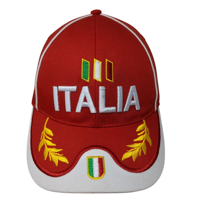 Italia Strapback Hat Red One Size Adjustable Embroidered Patriotic 6 Panel