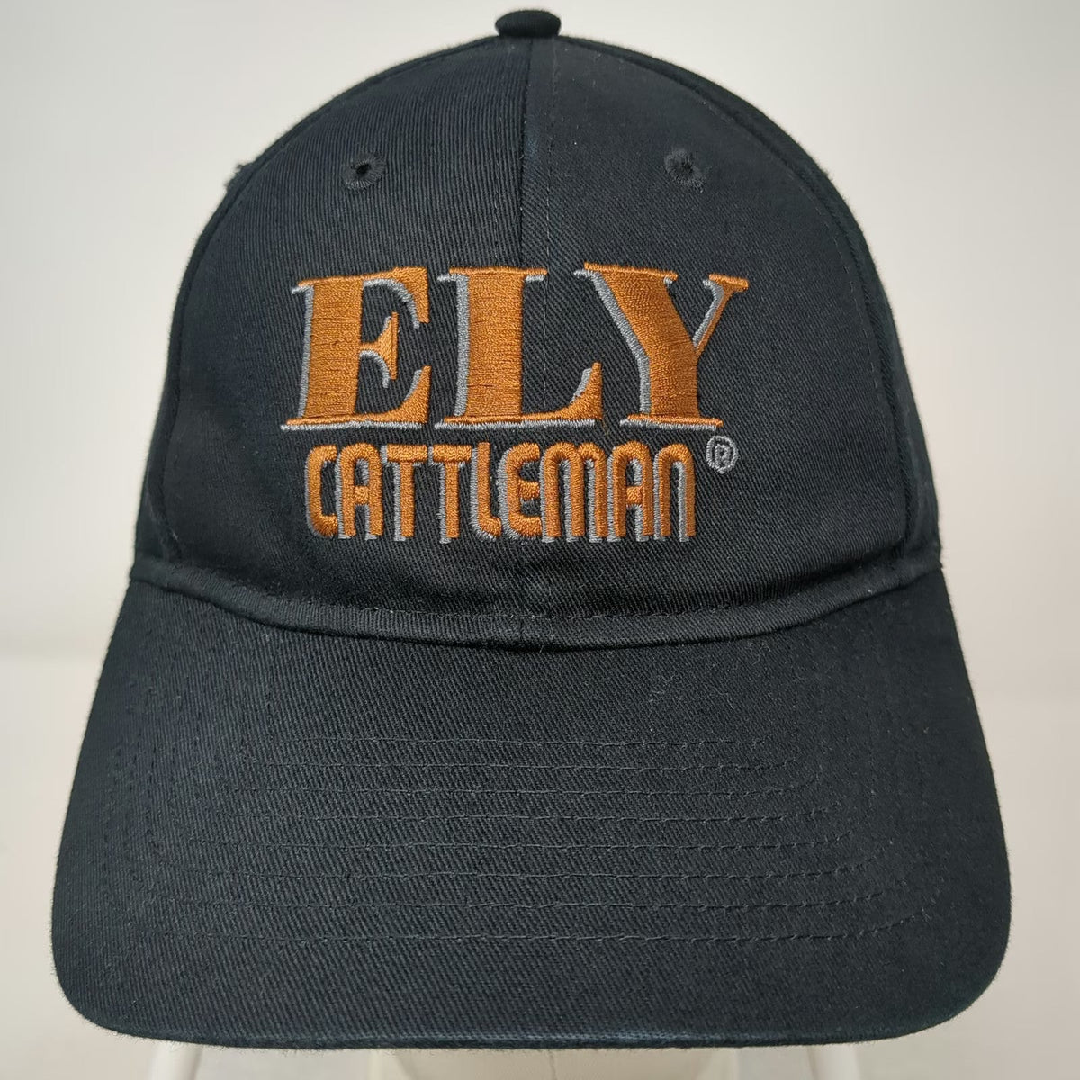 Ely Cattleman Black One Size Baseball Cap Embroidered Logo Strapback Hat