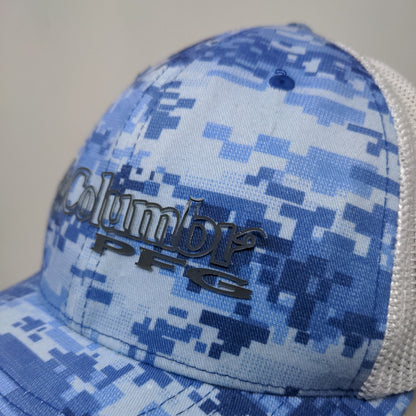 Columbia PFG Digital Camo Fitted Mesh Back Hat Blue Size S/M Distressed