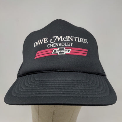 Dave McIntire Chevrolet Men's Snapback Mesh Back Trucker Hat Black OSFA Vintage