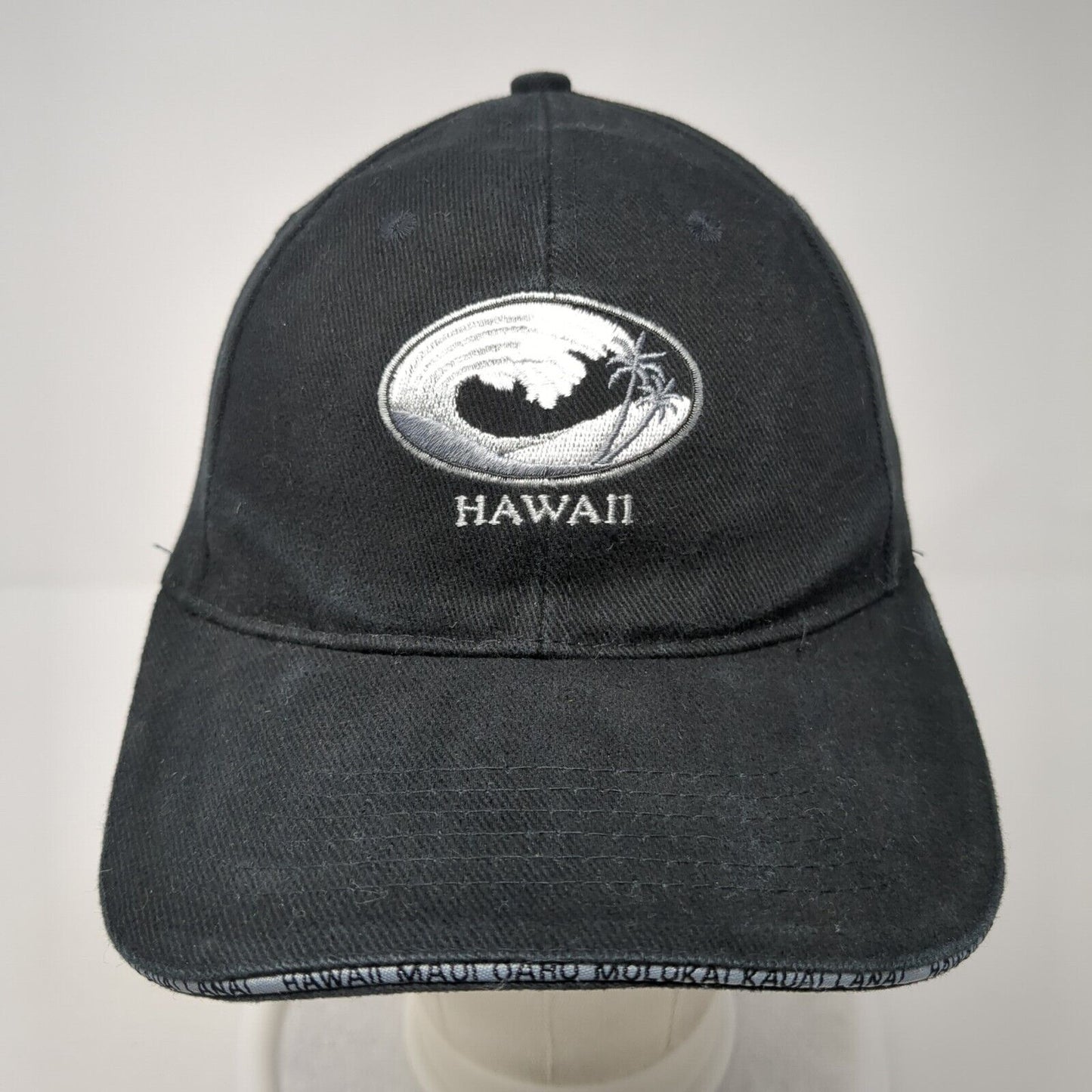 Hawaii Wave Palm Trees Strapback Hat Black One Size Adjustable 6 Panel