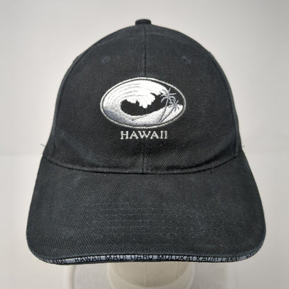 Hawaii Wave Palm Trees Strapback Hat Black One Size Adjustable 6 Panel