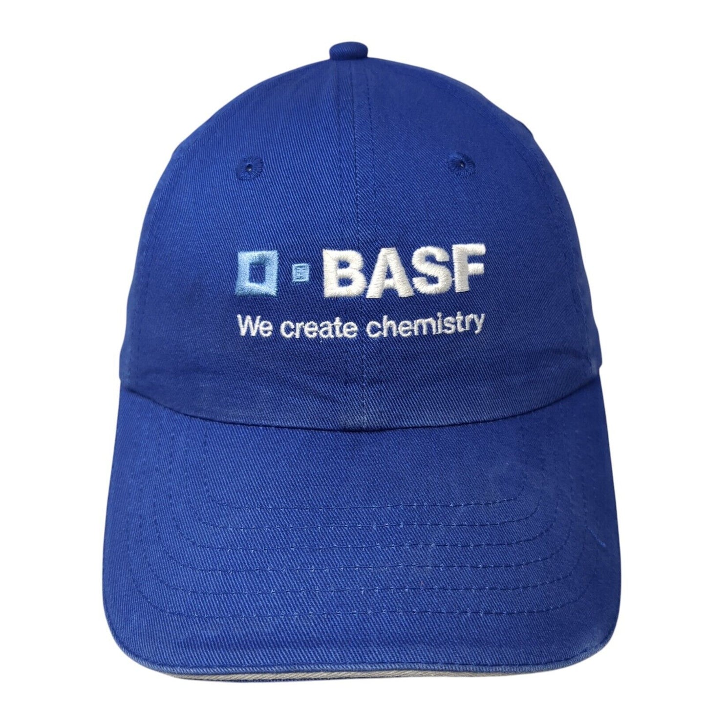 D-BASF We Create Chemistry Slideback Hat Blue One Size Adjustable K-Products