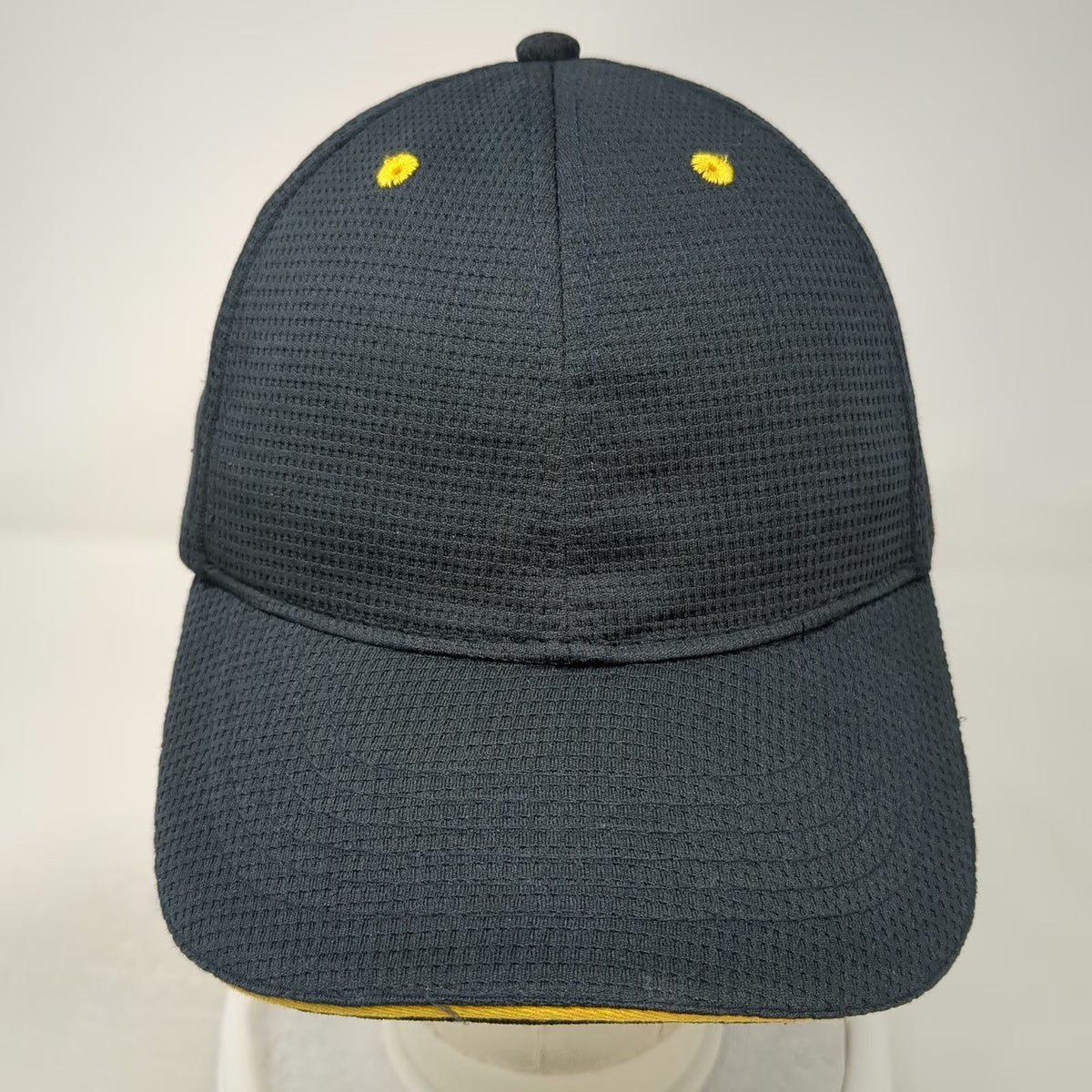 McDonald's Snapback Hat Blue One Size Mesh Textured Yellow Eyelets Brim Piping