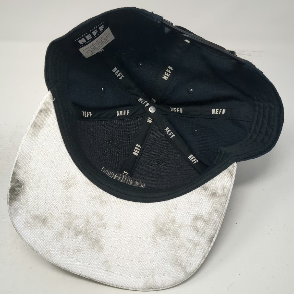 Neff Snapback Hat Black White Gray One Size Marbled Brim Hexagon Patch Flat Bill
