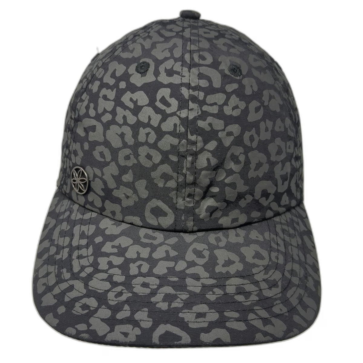 Athleta Baseball Cap Black Gray One Size Leopard Print Nylon Slideback Hat