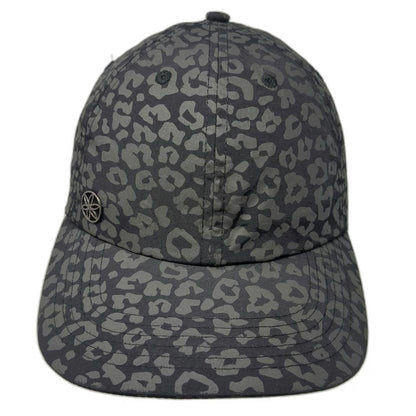 Athleta Baseball Cap Black Gray One Size Leopard Print Nylon Slideback Hat