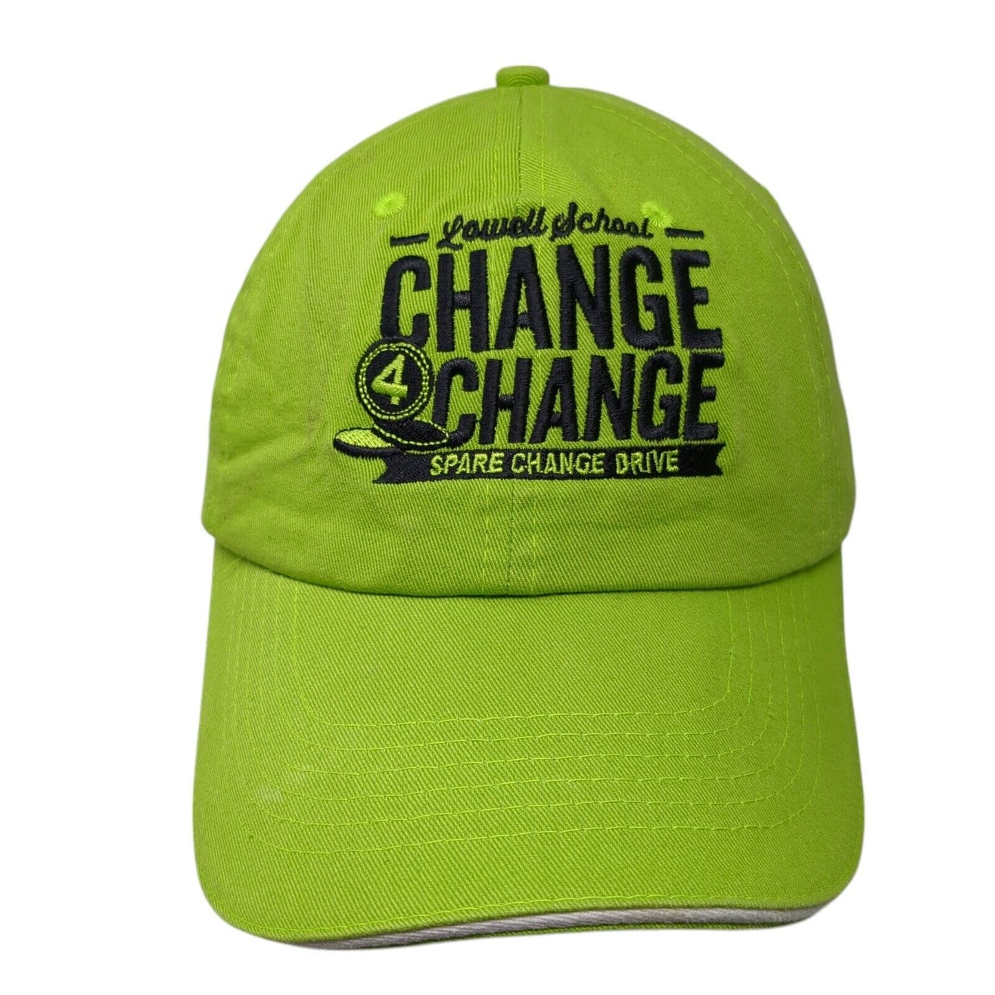 Lowell School Spare Change Drive Strapback Hat Green OSFA Embroidered