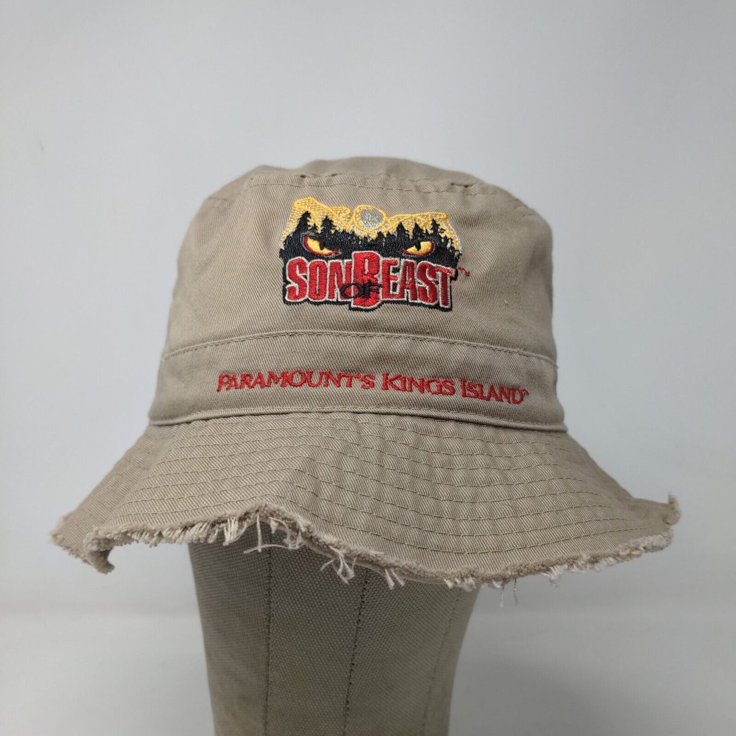 Paramount King's Island Boys Bucket Hat Tan Embroidered Sun of Beast Vintage Y2K