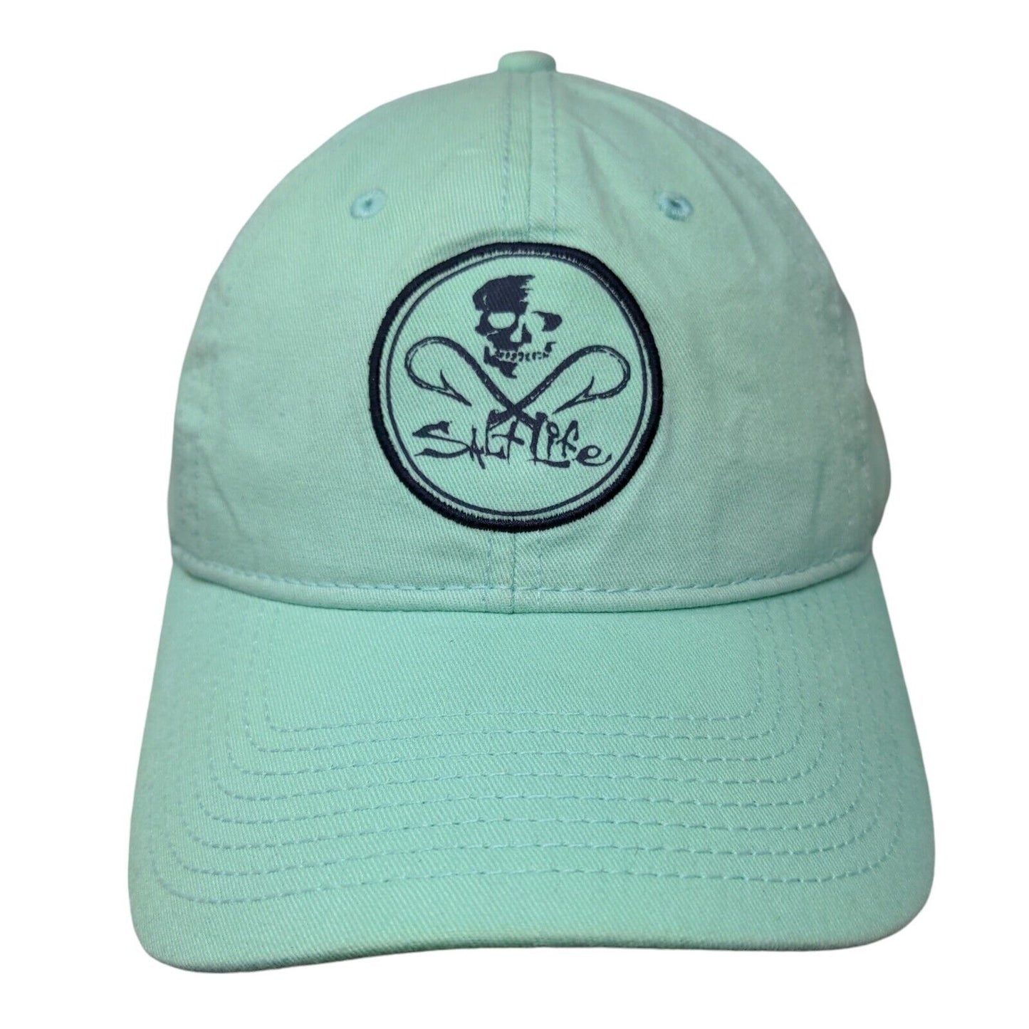 Salt Life Strapback Hat Green OSFM Adjustable Embroidered 6 Panel Cotton